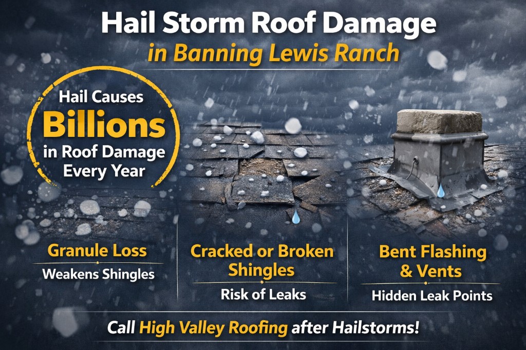 Hail Storm Roof Damage in Banning Lewis Ranch – High Valley Roofing