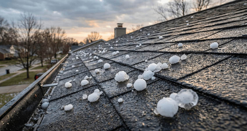 hail on roof after a storm