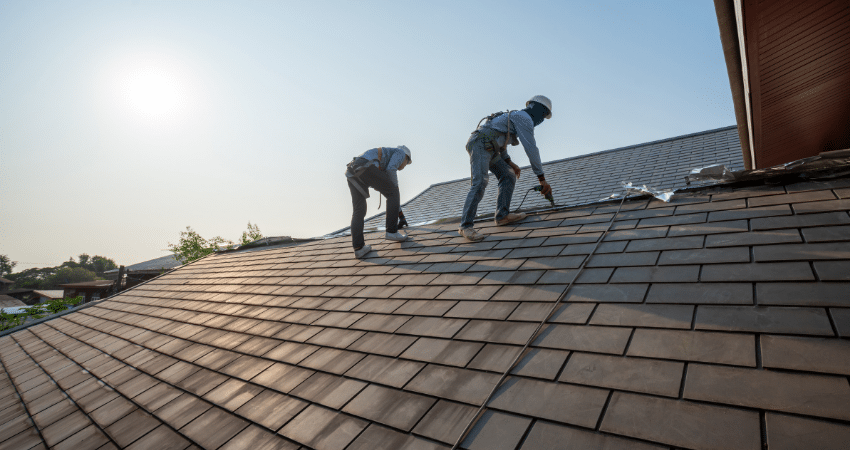 Workers on a roof