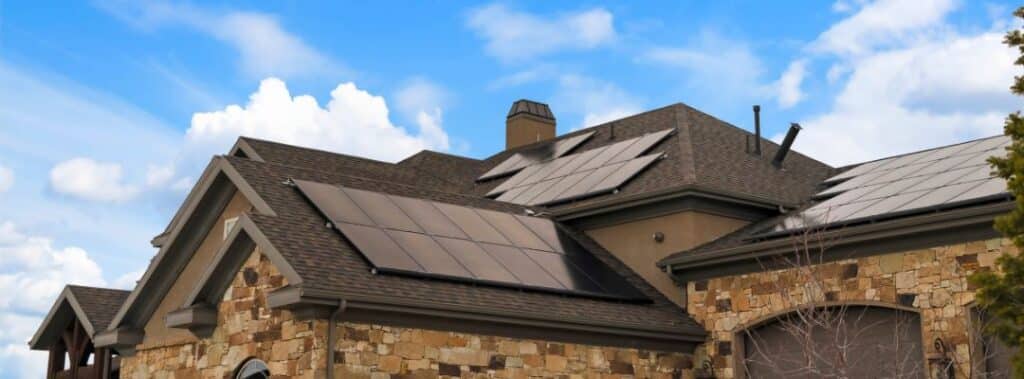 Roof with solar panels