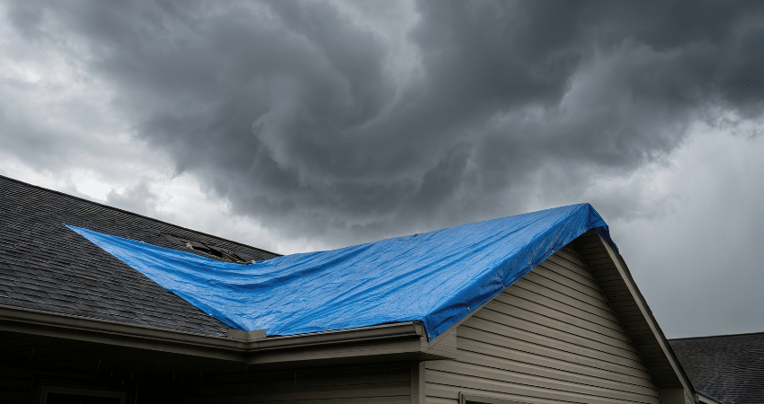 roof with tarp